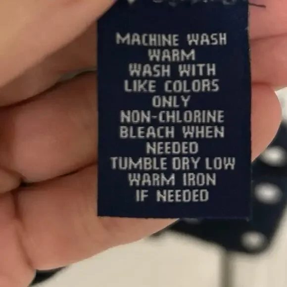 Chaps Navy Blue White Polka Dot Flat Collar Cotton Stretch Denim Jacket Size 2X - Picture 11 of 12